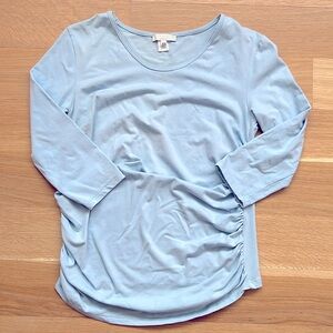 Cadeau Blue Maternity Ruched Top Size XS